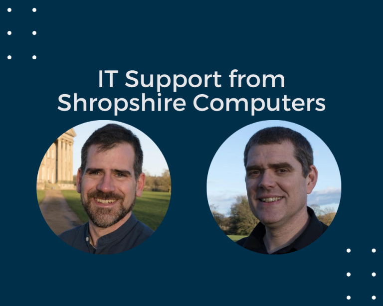 "IT Support from Shropshire Computers" with photos of Andy and Rob from Shropshire Computers