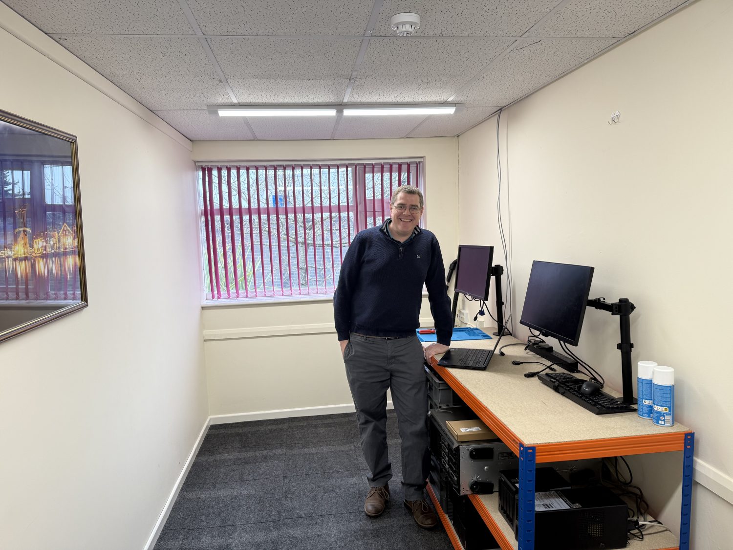 Andy in the new office