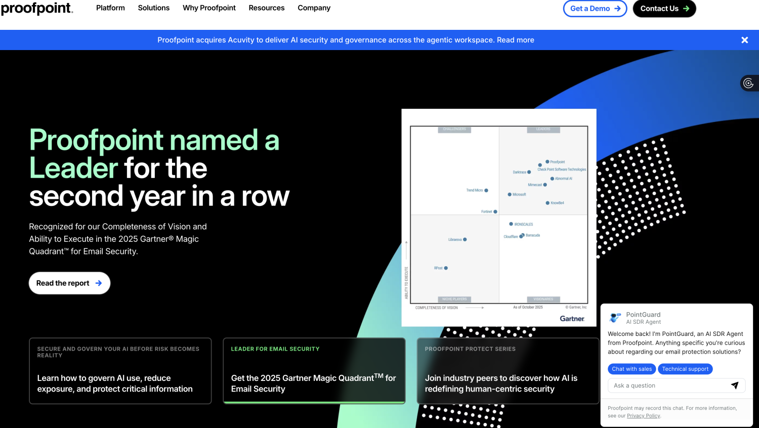 Home screen layout of proofprint web page
