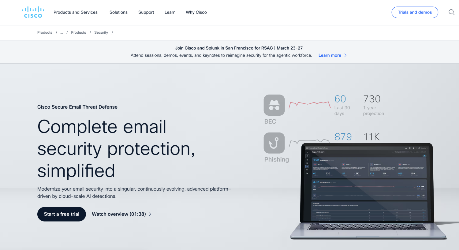 Home screen of Cisco layout web page