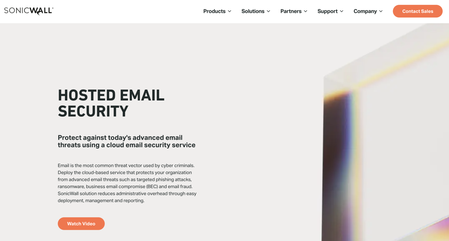 Home screen of SonicWall layout web page