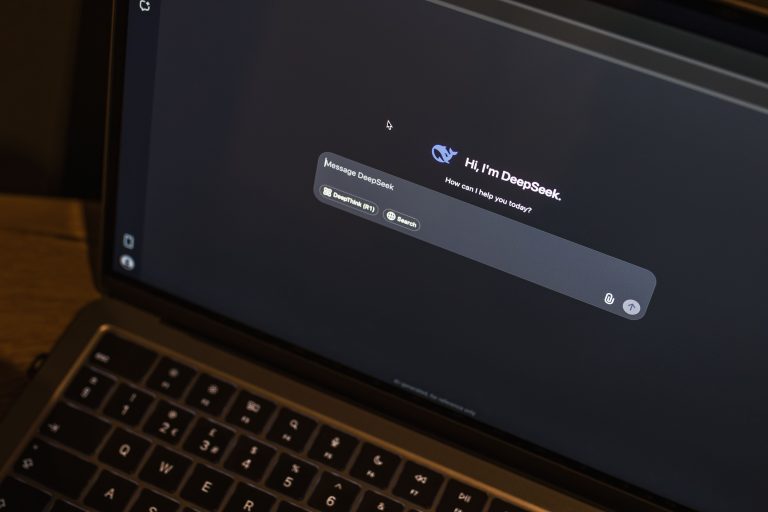 Laptop with Deep Seek displaying on the screen